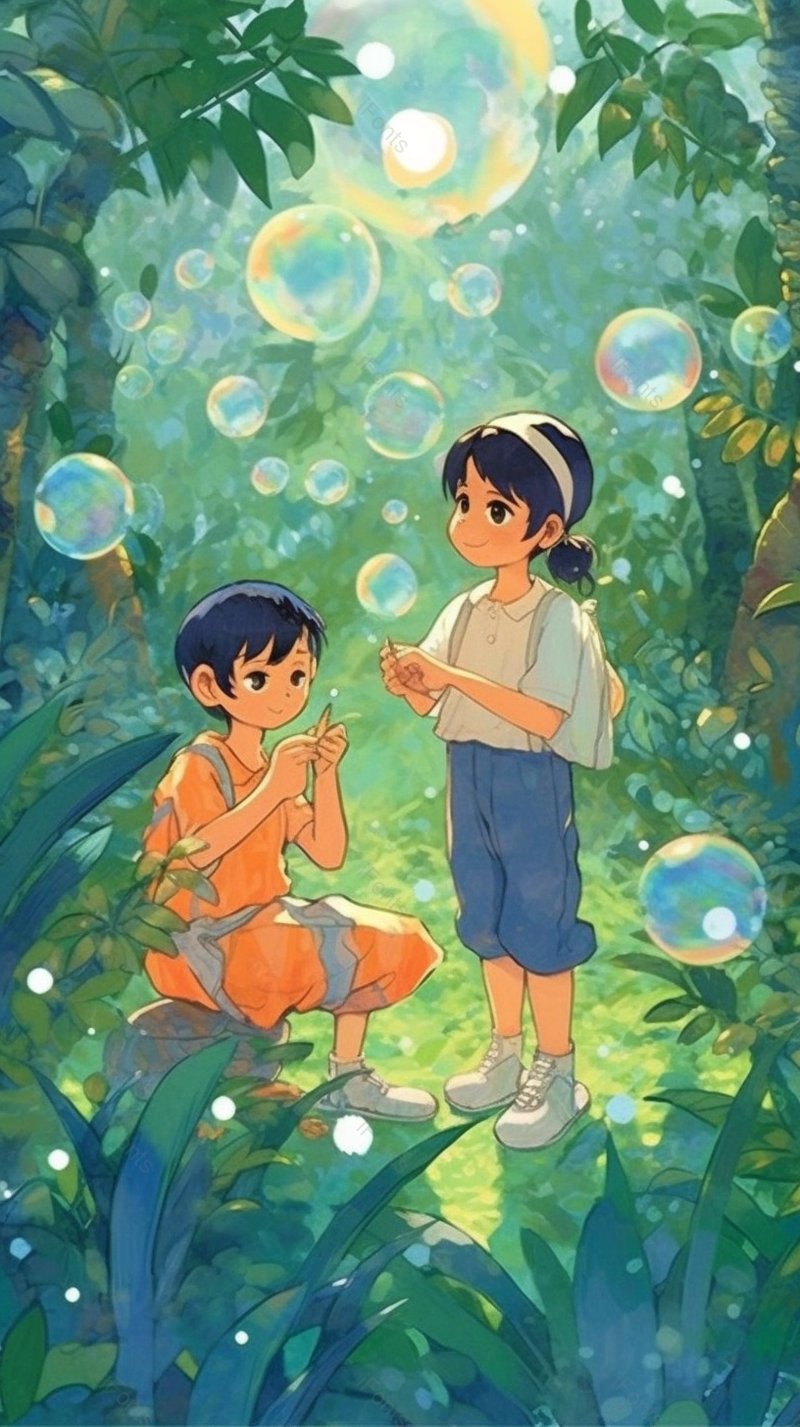 草地女孩唯美动漫儿童节六一春游游玩探险绿色插画,插画/手绘图,插画/手绘图库,插画/手绘图下载,插画/手绘